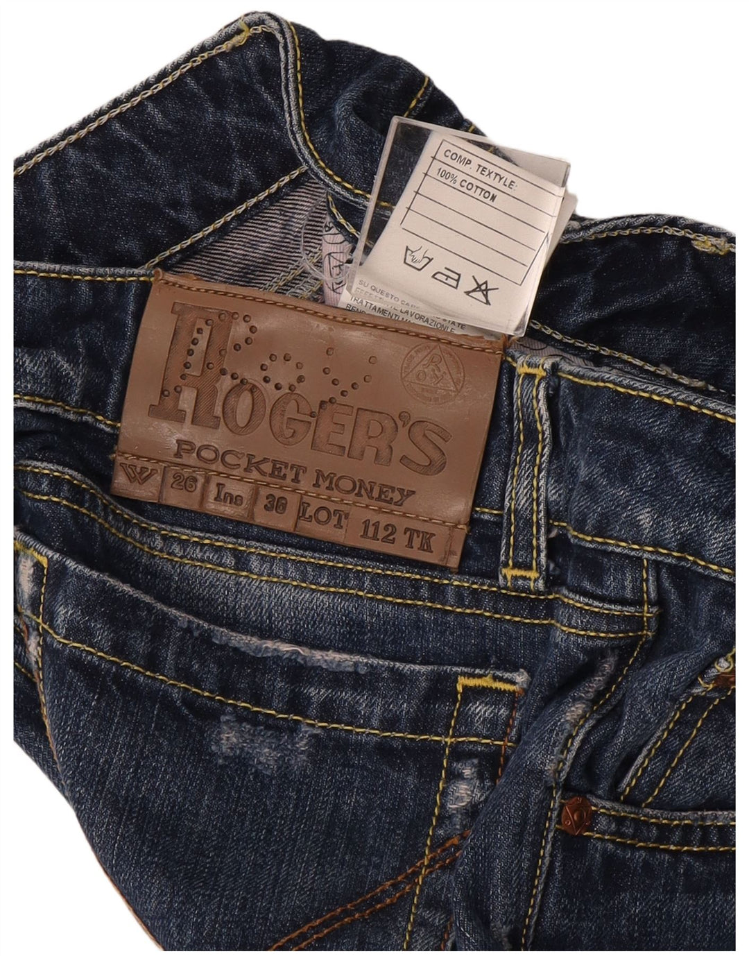 Roy Rogers Womens Distressed Straight Jeans W26 L32 Blue Cotton