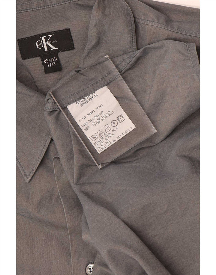 Calvin Klein Mens Shirt Size 43 Large Grey Cotton