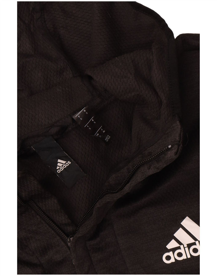 Adidas Mens Hooded Tracksuit Top Jacket Small Grey Polyester