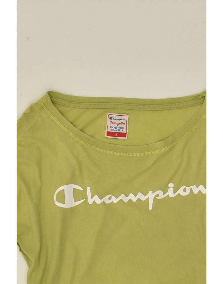 CHAMPION Womens Graphic T-Shirt Top UK 14 Medium Green | Vintage Champion | Thrift | Second-Hand Champion | Used Clothing | Messina Hembry 