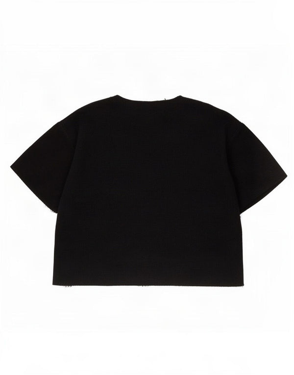 Zara Womens Crop T-Shirt Top UK 14 Medium Black Polyester