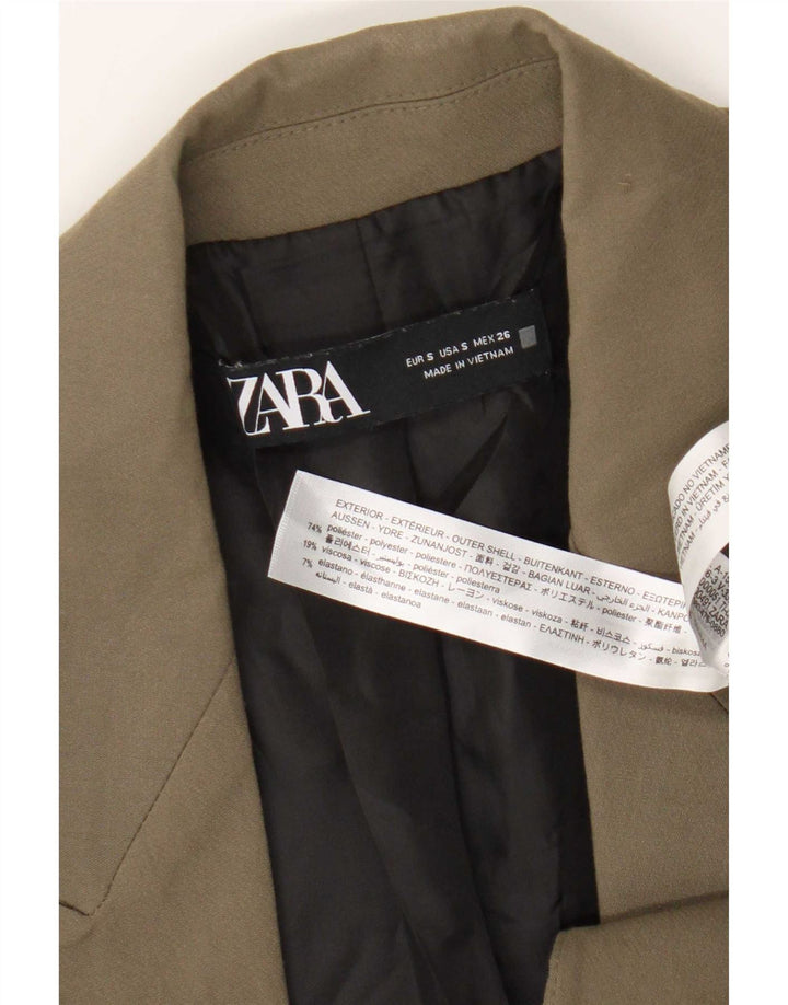 Zara Herre dobbeltradet blazerjakke UK 36 Small Beige Polyester