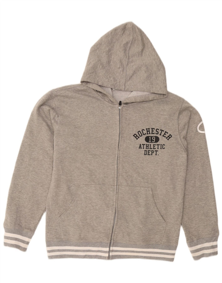 CHAMPION Mens Graphic Zip Hoodie Sweater Large Grey