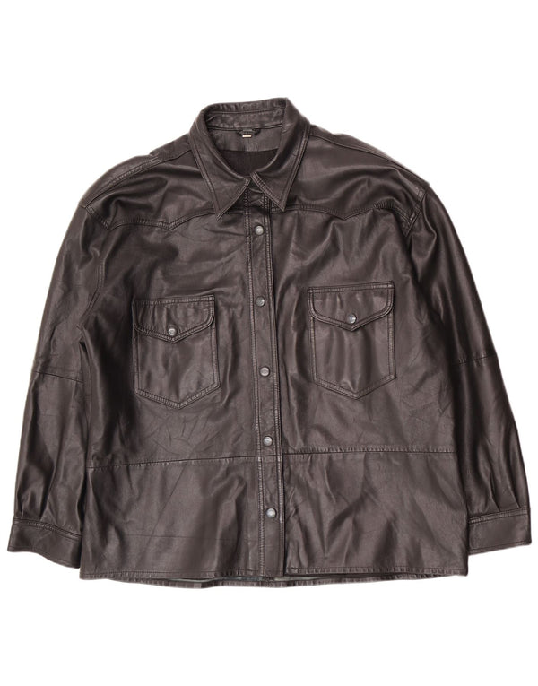 Vintage oversize læderjakke til kvinder EU 40 Medium Sort