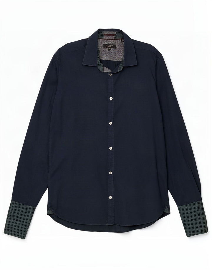 Ted Baker Herre formel skjorte størrelse 15,5 Medium Navy Blue Spotted