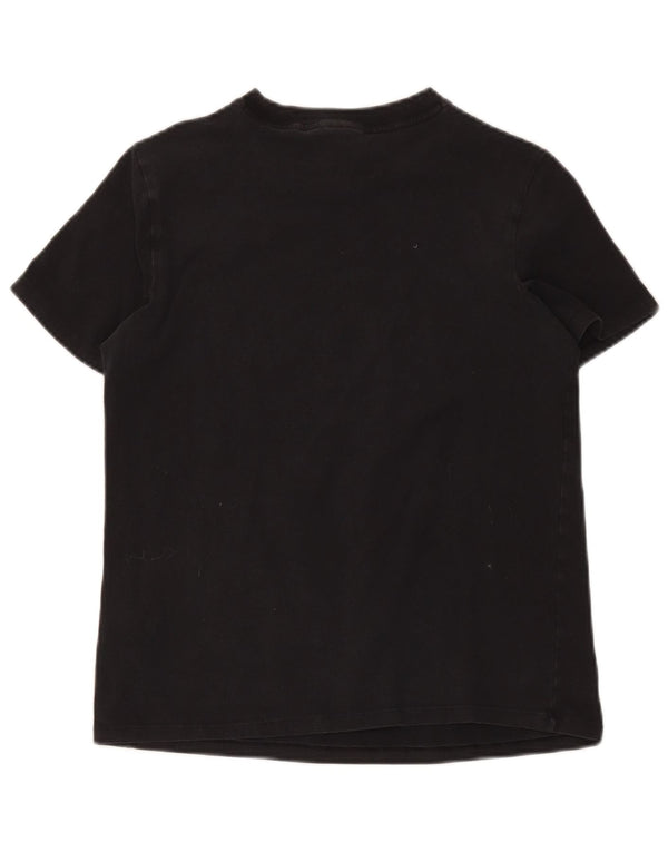 Adidas Damen Graphic T-Shirt Top UK 14 Medium Schwarz Baumwolle