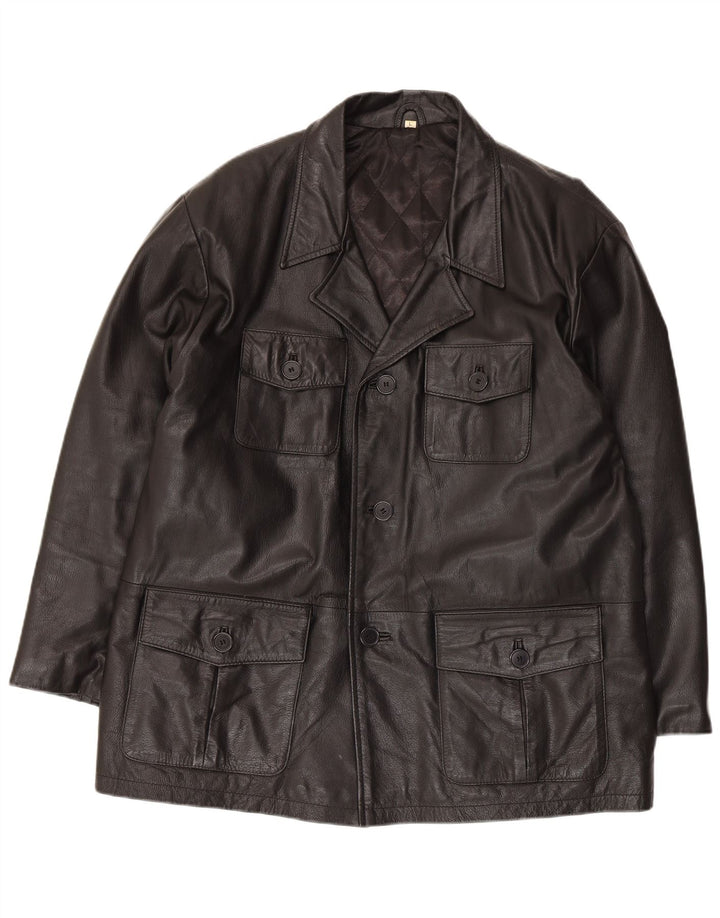 Jachetă de piele vintage pentru bărbați UK 40 Large Black