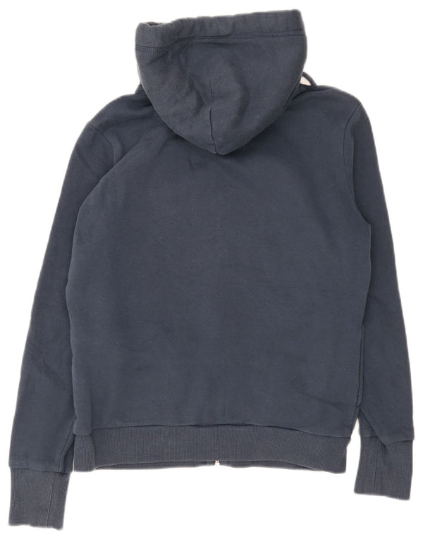 Superdry Womens Graphic Zip Hoodie Sweater UK 14 Large Navy Blue Cotton