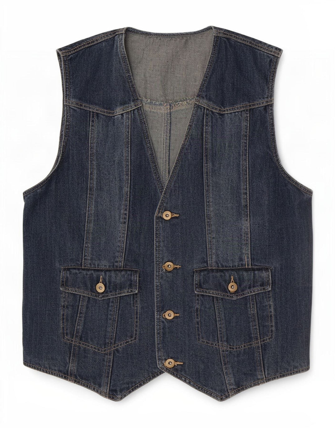 Vintage Mens Denim Waistcoat IT 52 Large Blue Cotton