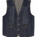 Vintage Mens Denim Waistcoat IT 52 Large Blue Cotton