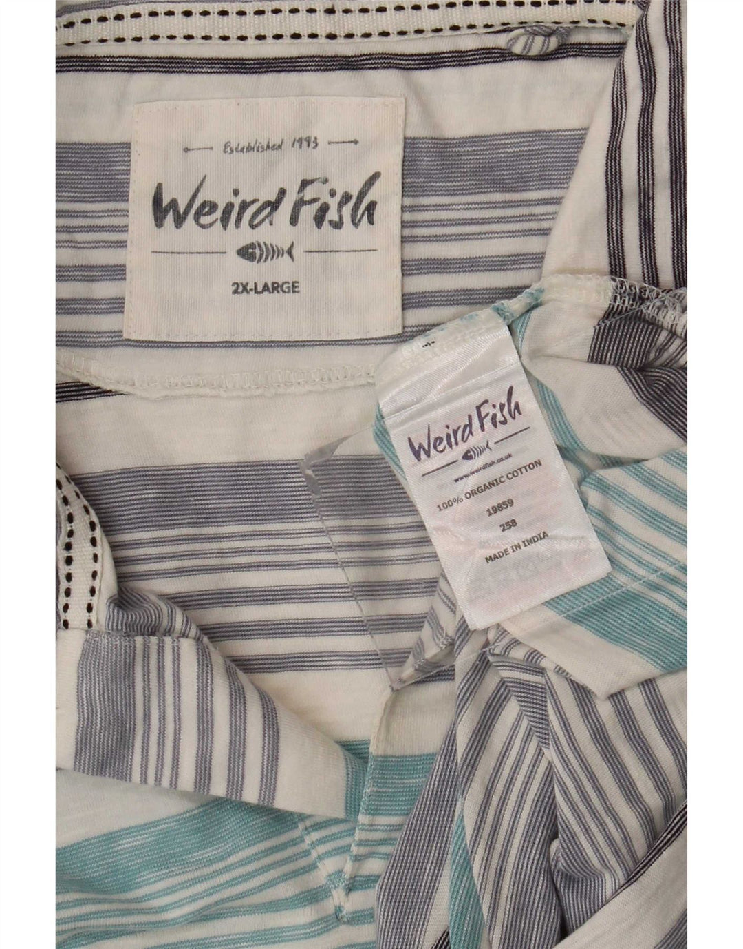 Weird Fish Mens Polo Shirt 2XL Blue Striped Cotton