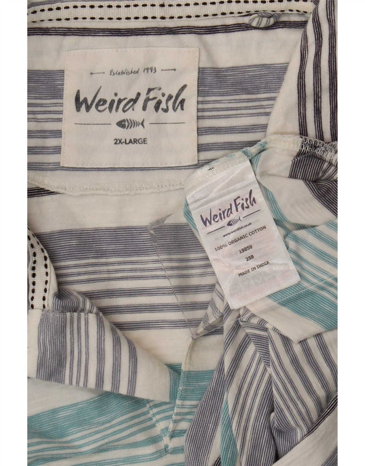 Weird Fish Mens Polo Shirt 2XL Blue Striped Cotton