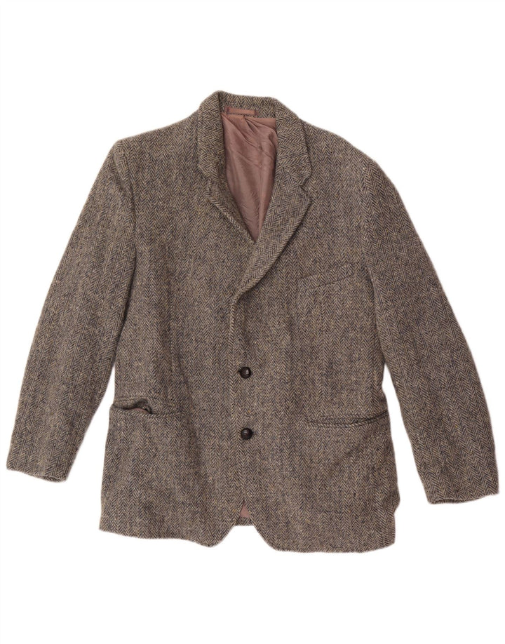 Harris Tweed Herre 2 Button Blazer Jacket UK 38 Medium Grey Sildebensuld