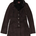Vintage mujeres Sherpa abrigo Reino Unido 12 medio negro