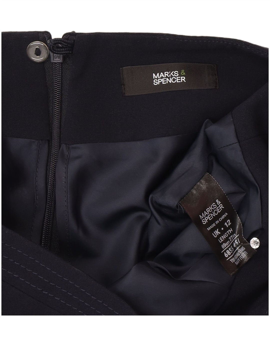 Marks & Spencer Pencil Nederdel til kvinder UK 12 Medium W30 Marineblå polyester