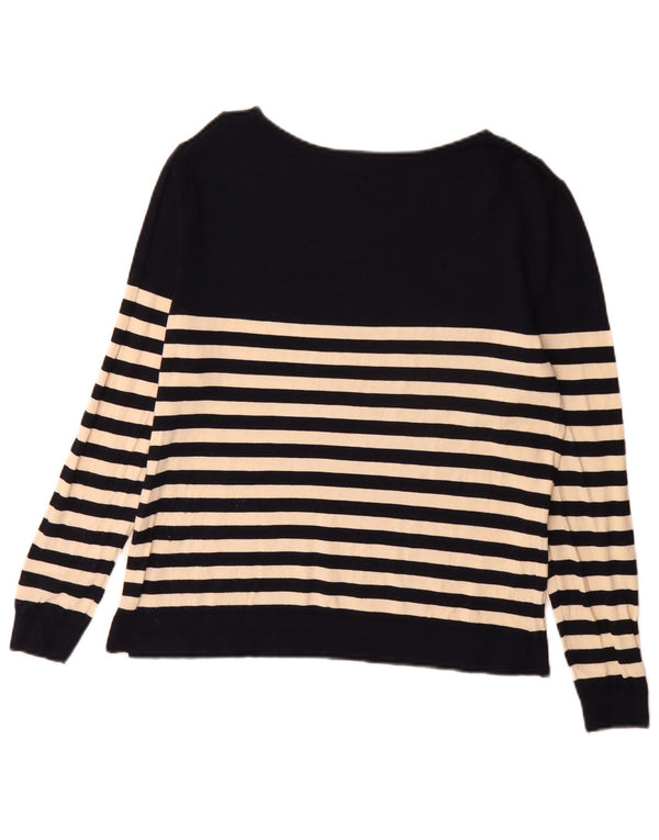 Zara Womens Boat Neck Jumper Sweater UK 10 Small Navy Blue Striped
