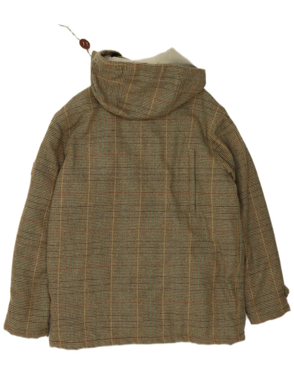 Penfield Mens Hooded Padded Jacket UK 38 Medium Khaki Houndstooth
