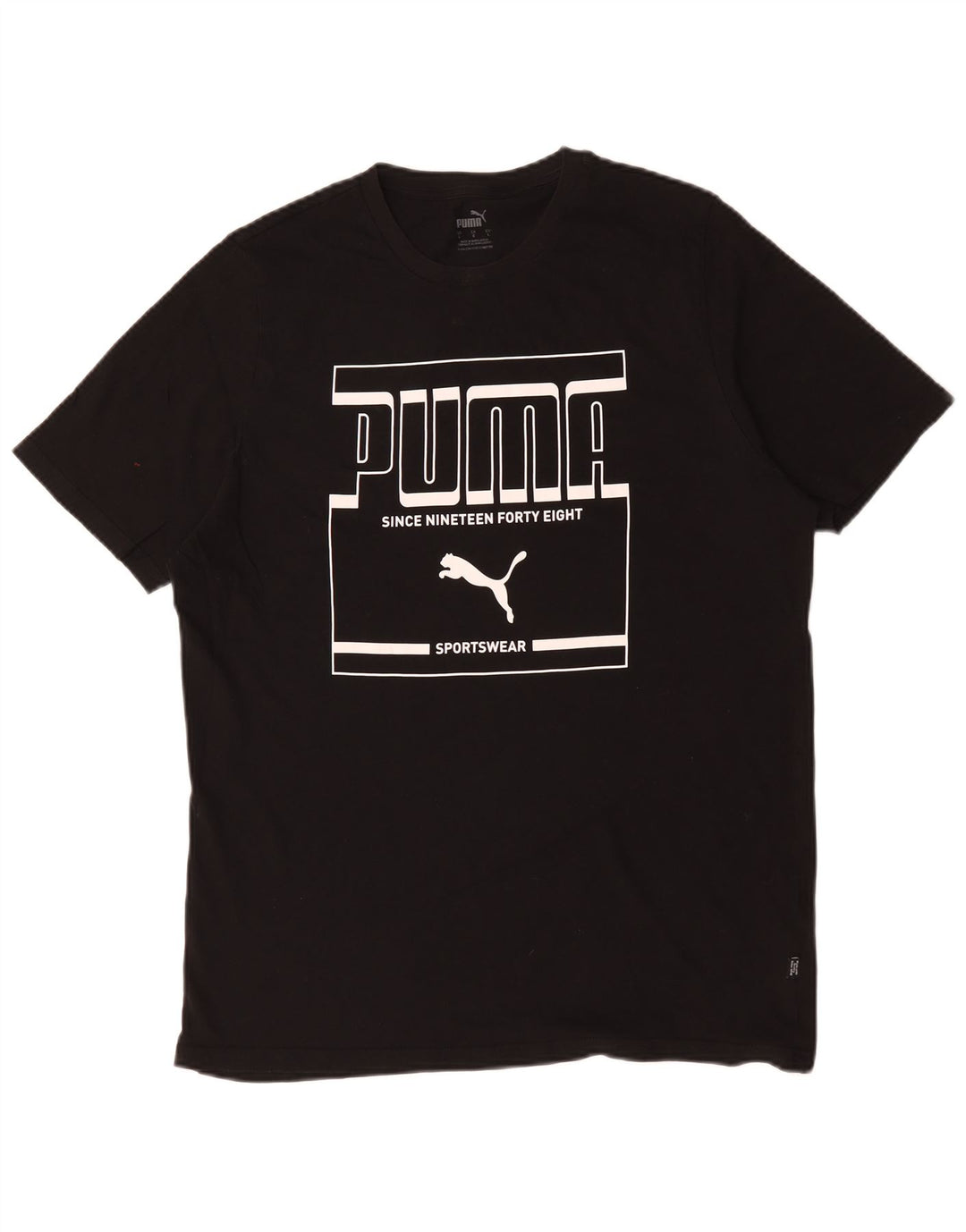 Puma Mens Graphic T-Shirt Top Large Black Cotton