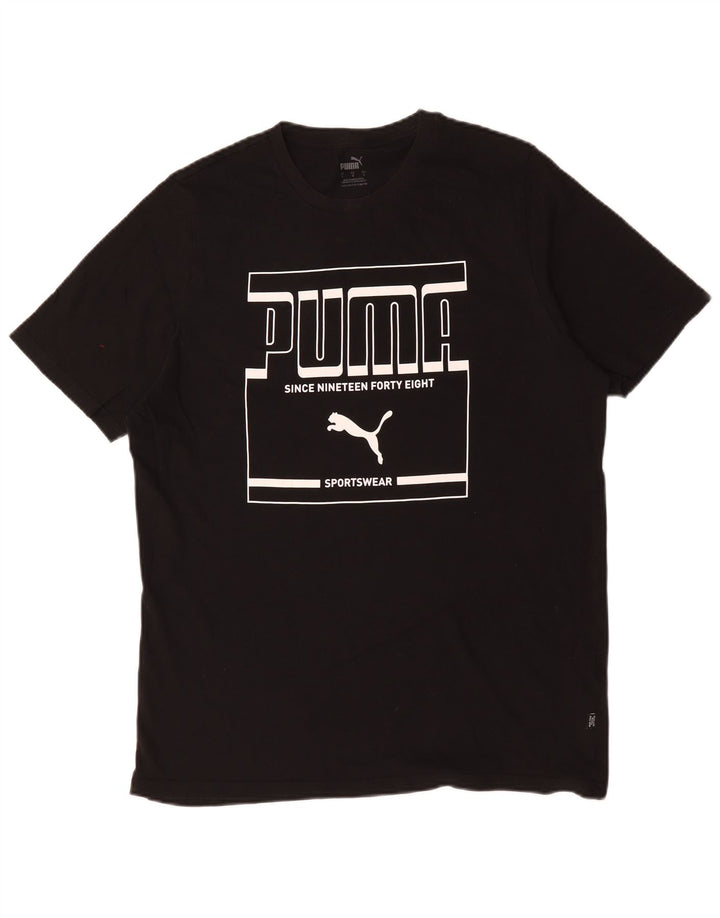 Puma Mens Graphic T-Shirt Top Large Black Cotton