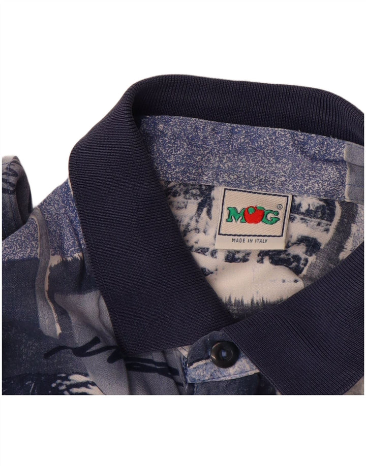 MANGO Chemise pull à manches courtes pour hommes, grand patchwork bleu