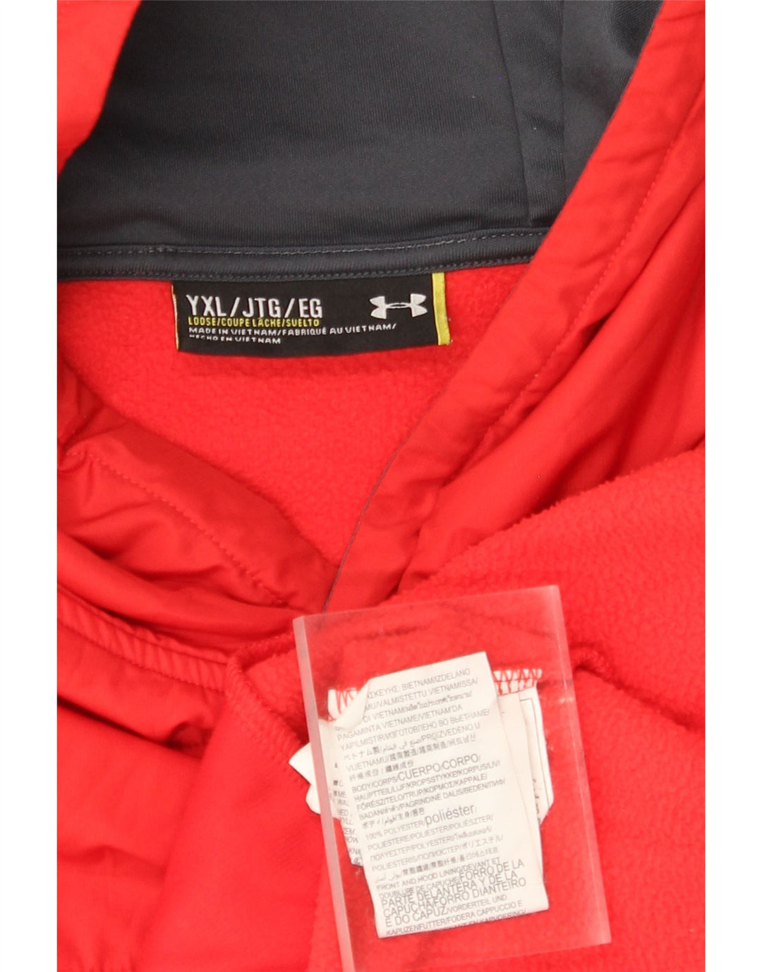 UNDER ARMOUR Boys Hoodie Jumper 13-14 Years XL Red Polyester