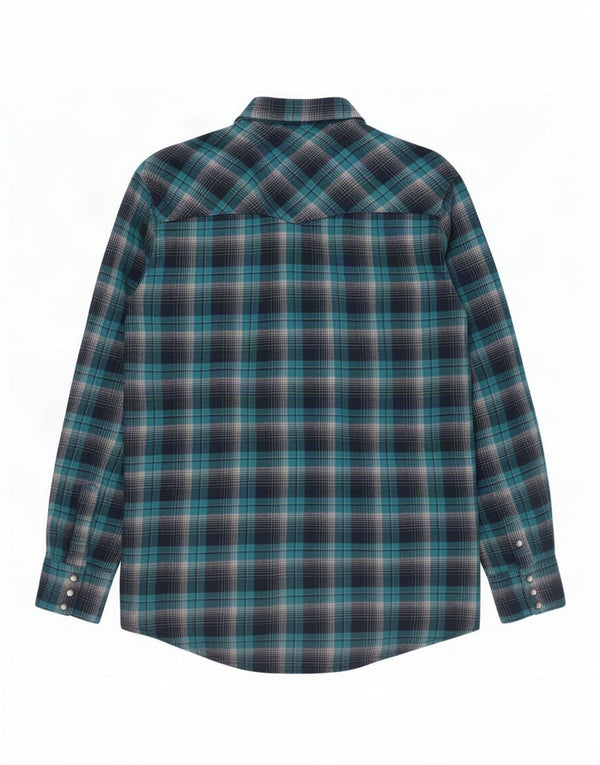 Camicia alta da uomo in flanella Wrangler XL in cotone a quadri blu