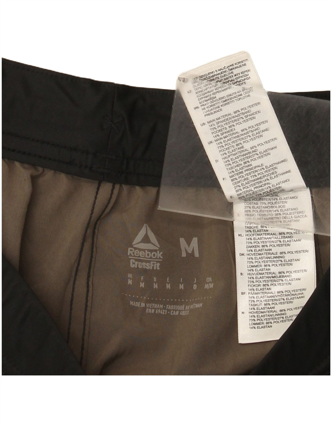 Reebok Mens Cross Fit Graphic Sport Shorts Medium Black Geometric Polyester