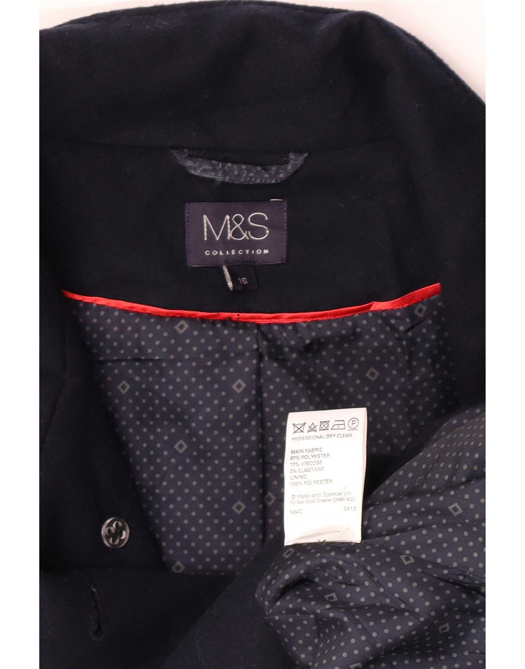 Marks & Spencer Gabardina para mujer UK 46 Grande Poliéster azul marino