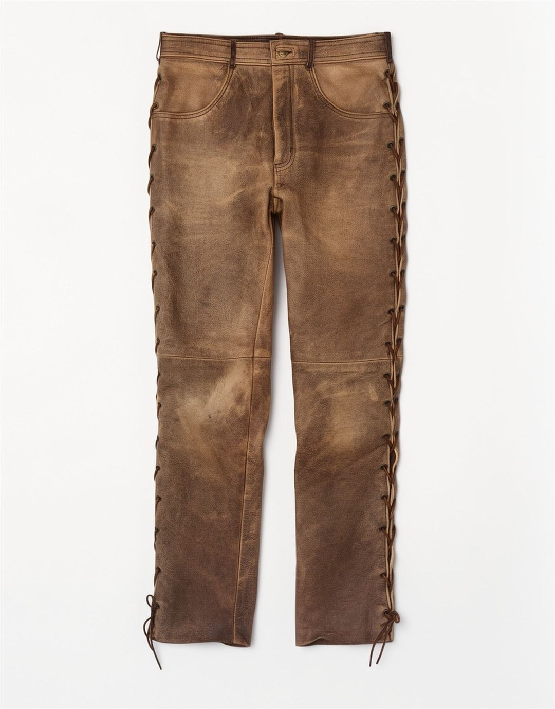 Pantera Mens Leather Trousers Size 31 W31 L33 Brown Leather
