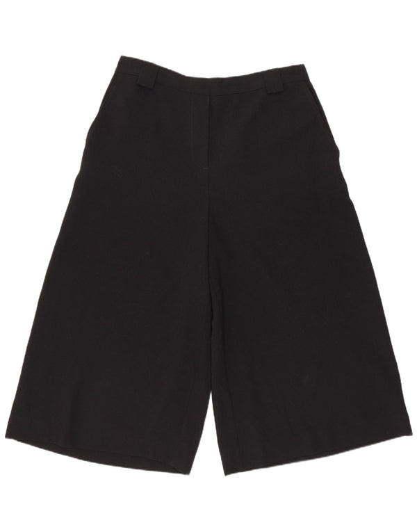 Marks & Spencer Womens Wide Leg Capri Trousers UK 12 Medium W30 L18 Black