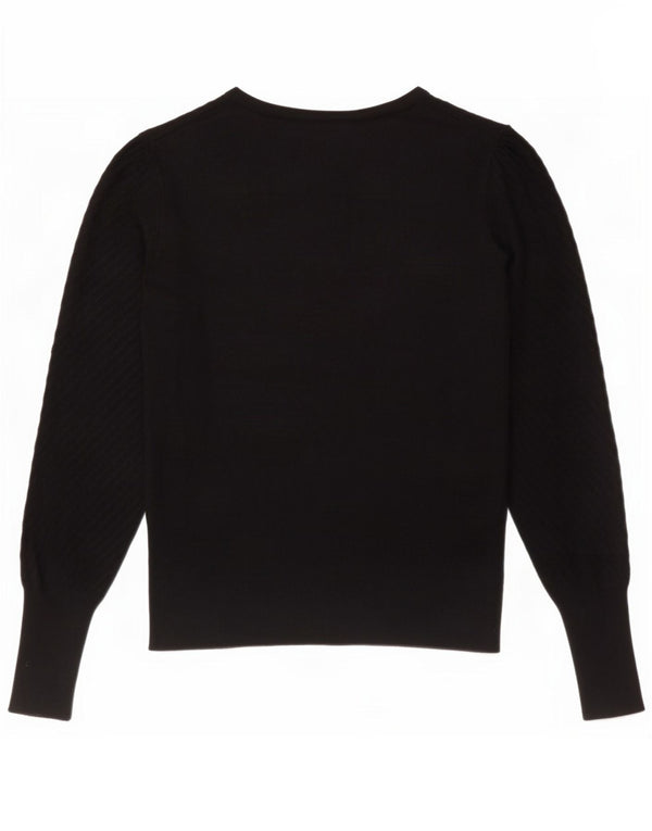 Marks & Spencer Damski sweter z dekoltem w łódkę UK 14 Średni czarny wiskoza