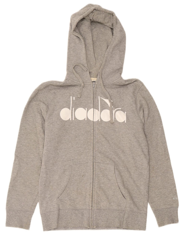 Diadora Dame Grafisk Hættetrøje Sweater UK 16 Stor Grå Flecked Bomuld