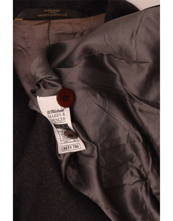 Giacca blazer a 5 bottoni da donna Marks & Spencer UK 18 XL lana grigia