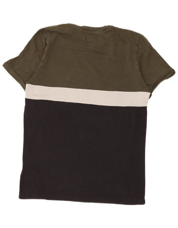 Adidas Herren T-Shirt Top Small Grün Colourblock Baumwolle