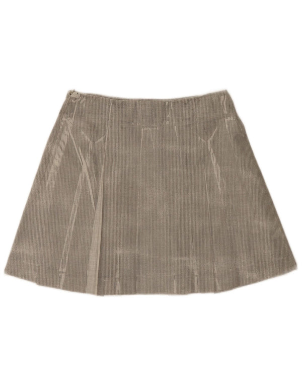 Trussardi Damen Plissee-Minirock IT 42 Medium W28 Graues Fischgrätenmuster