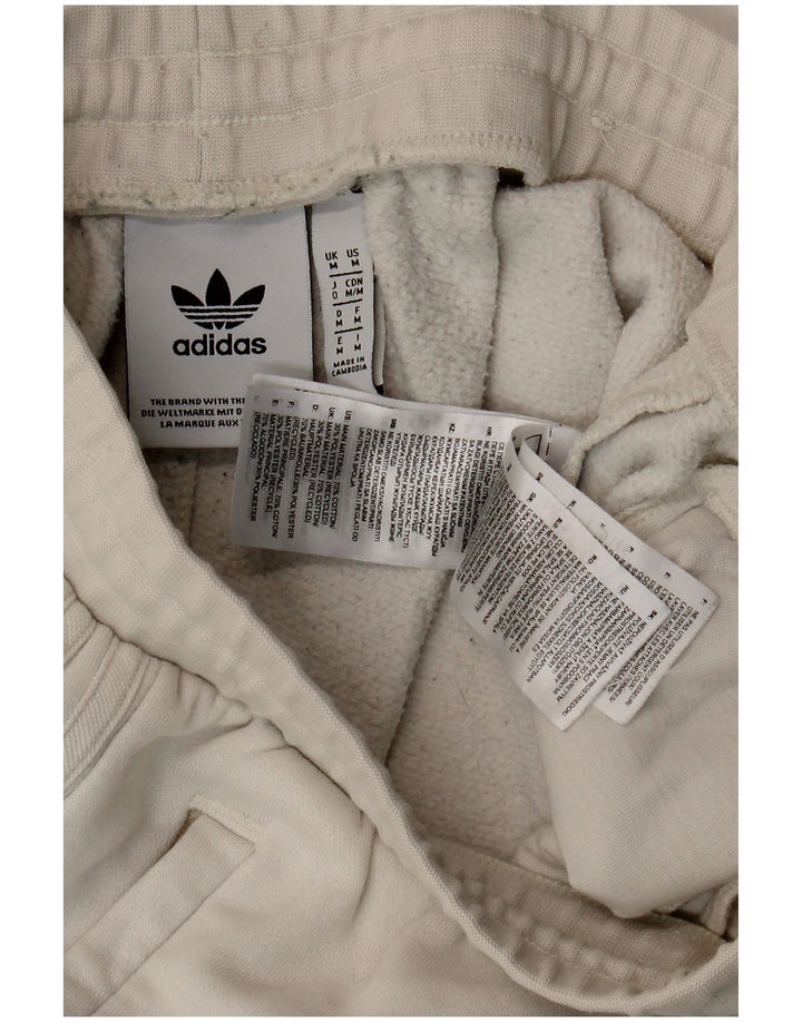 ADIDAS Mens Tracksuit Trousers Joggers Medium Off White Cotton