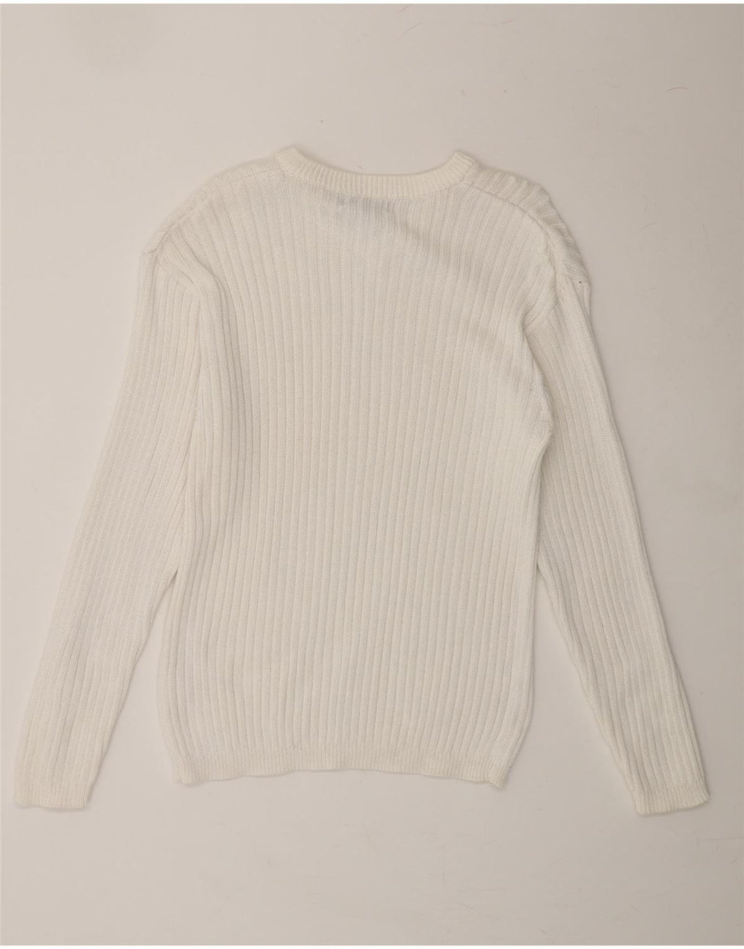 JOHN F GEE Womens V-Neck Jumper Sweater IT 48/50 XL White Cotton Vintage John F Gee and Second-Hand John F Gee from Messina Hembry 