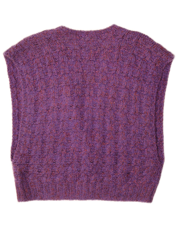 Vintage damestrikket vest UK 14 Large Purple Flecked