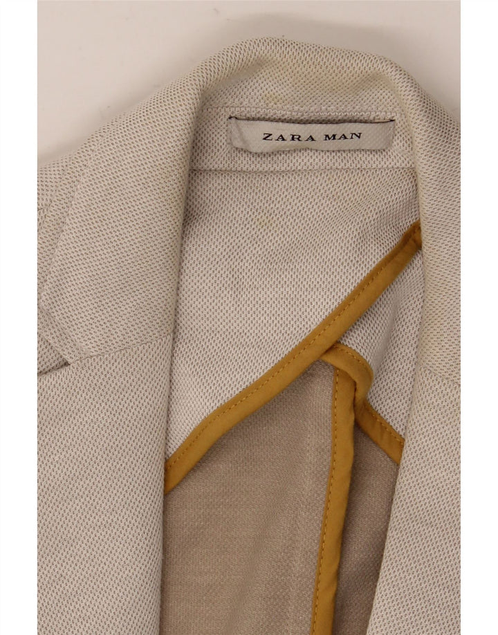 ZARA Giacca Blazer a 2 Bottoni da Uomo EU 52 Large Grigio Poliestere