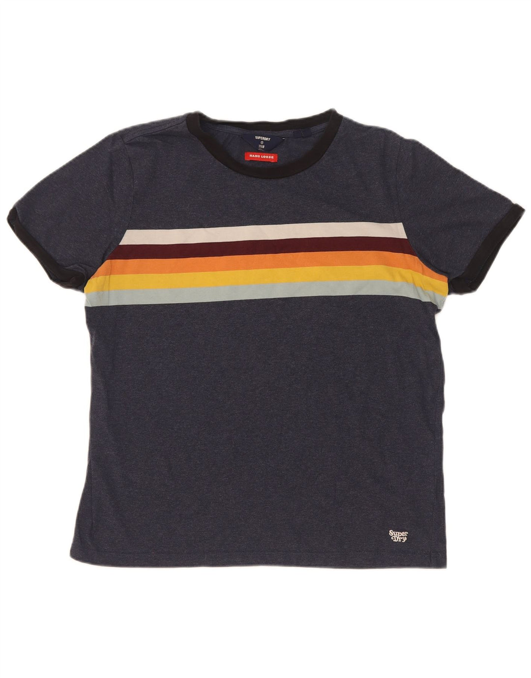 Superdry Mens T-Shirt Top Medium Navy Blue Colourblock