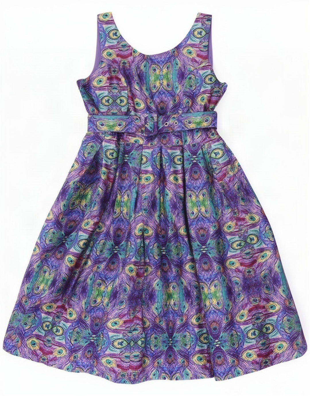 Vintage Womens Abstract Pattern A-Line Dress UK 16 Large Multicoloured