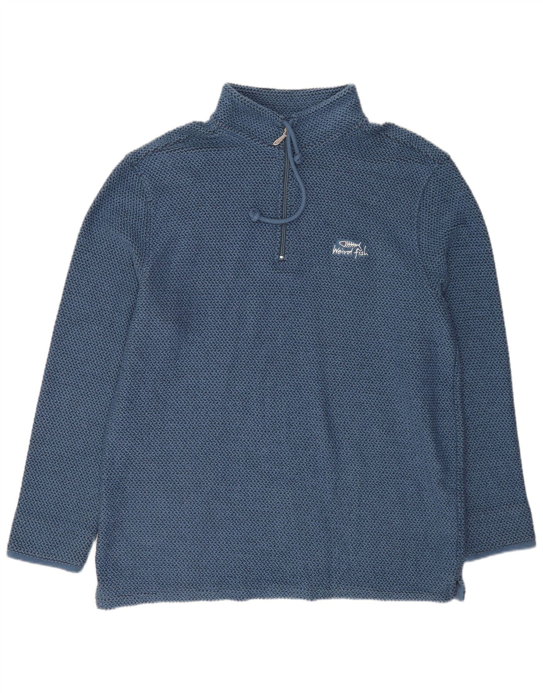 Weird Fish Mens Zip Neck Sweatshirt Jumper XL Blue Cotton