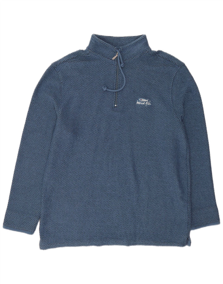 Weird Fish Mens Zip Neck Sweatshirt Jumper XL Blue Cotton