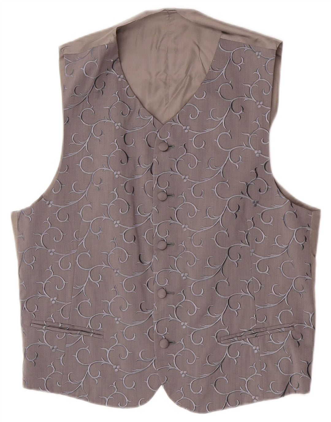 Gilet vintage da uomo con motivo cachemire grigio medio