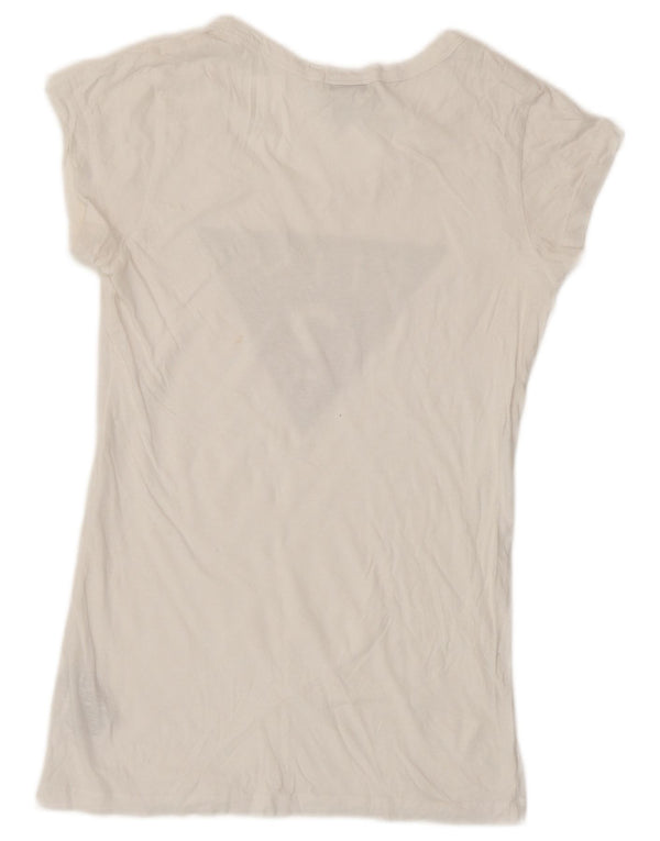 Guess Womens Grafisk T-Shirt Top UK 10 Small White Cotton