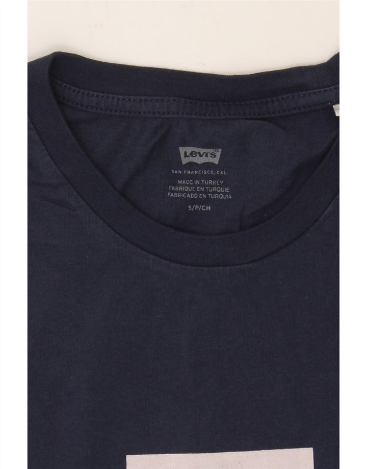 LEVI'S Mens Graphic T-Shirt Top Small Navy Blue Cotton Vintage Levi's and Second-Hand Levi's from Messina Hembry 