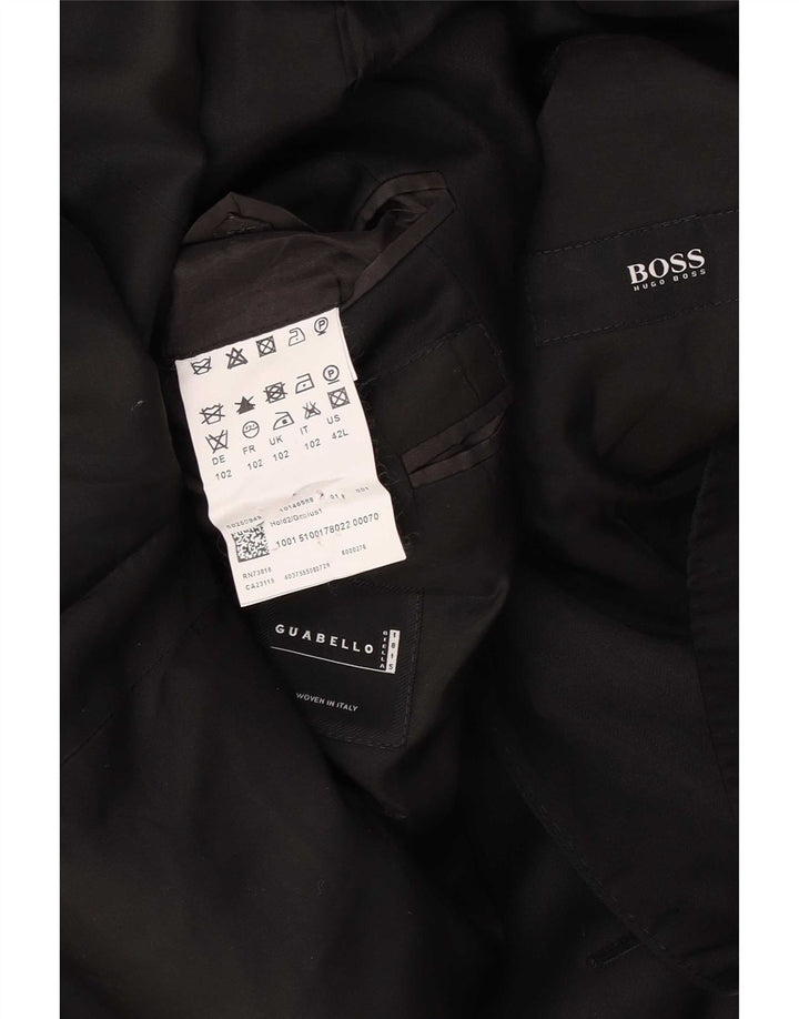 Hugo Boss Herre 2-knaps blazerjakke UK 40 Large Black Virgin Wool