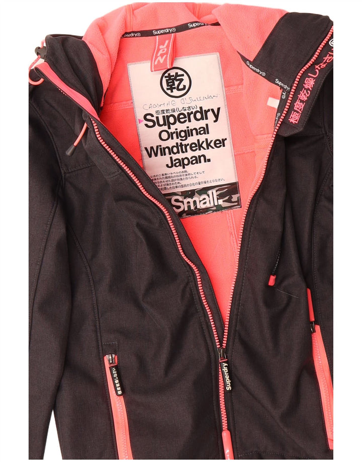 SUPERDRY Womens Windtrekker Hooded Windbreaker Jacket UK 10 Small Grey