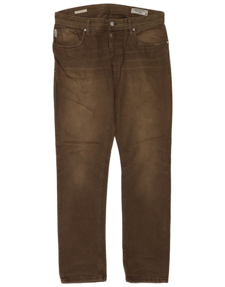 Jack & Jones Mens Tim Slim Jeans W34 L32 Khaki Cotton