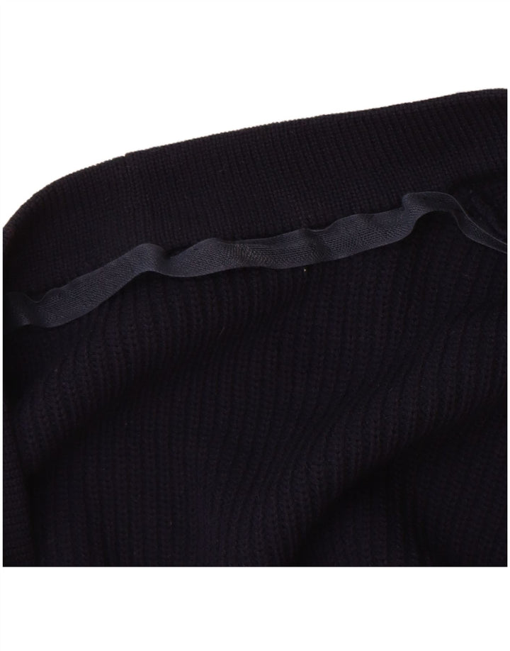 Vintage Mens Cardigan Sweater Large Navy Blue New Wool